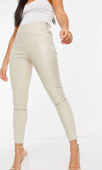 The Couture Club leather look leggings in cream
