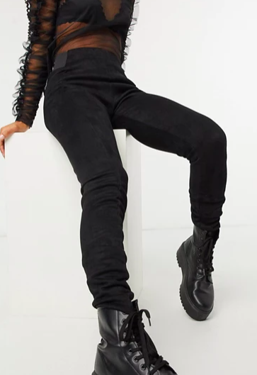 JDY suedette leggings in black