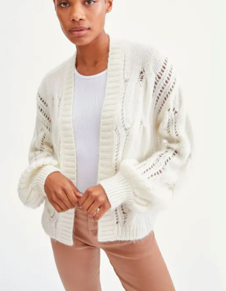 7 for all Mankind OPEN WEAVE CARDIGAN IN IVORY
