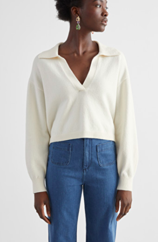 Stories Relaxed Collared V-Neck Sweater