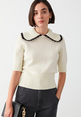 Stories Wide Collar Wool Knit Sweater