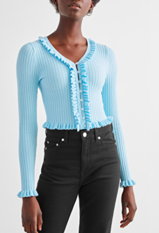 Stories Fitted Ribbed Ruffle Top