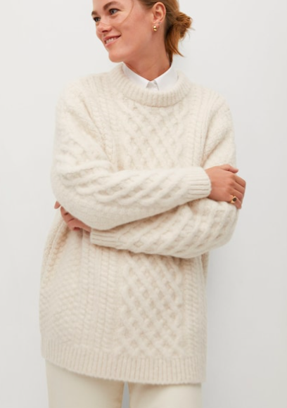 Mango Contrasting knitted long sweater
