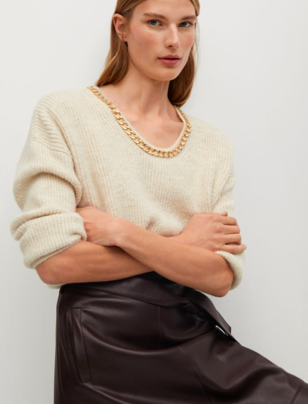 Mango Chain fine-knit sweater