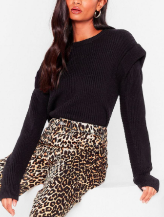 Nasty Gal They're Shoulder Pad News Ribbed Knit Sweater