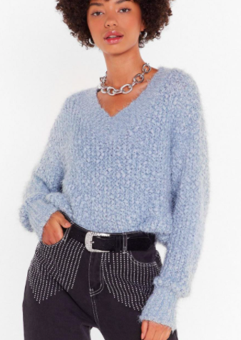 Nasty Gal Knit Right In V-Neck Sweater