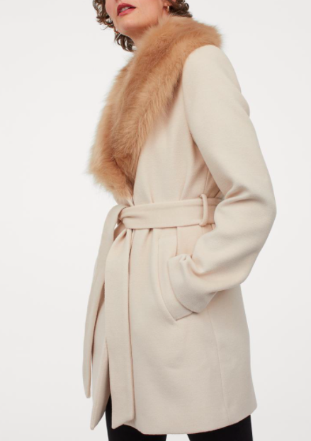 HM Coat with Faux Fur Collar