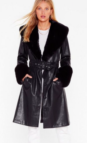 I'm That Girl Faux Fur Collar Trench Coat