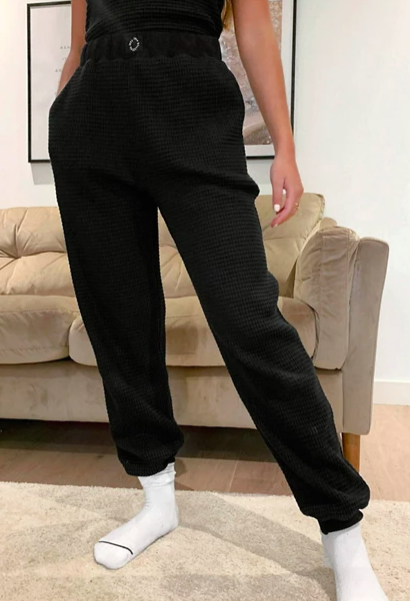 ASOS Weekend Collective lounge waffle oversized sweatpants in black