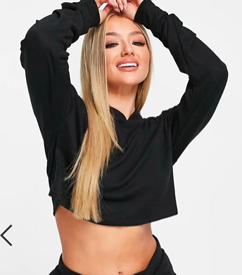 Loungeable mix &amp; match cropped lounge hoodie in black