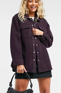 &amp; Other Stories wool blend oversize shacket in burgundy