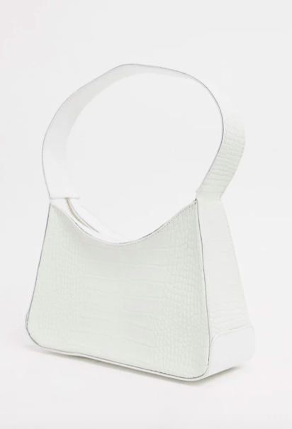 ASOS DESIGN half moon shoulder bag in white croc