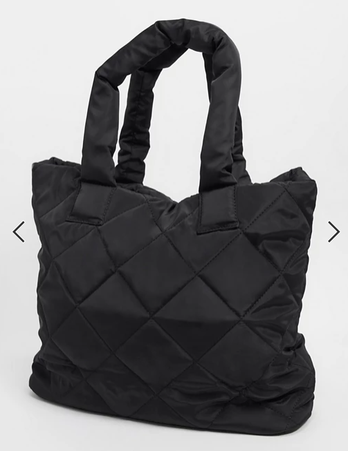 My Accessories London wide tote bag in black quilted nylon
