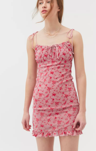 Motel Kariel Floral Tie-Front Mini Dress