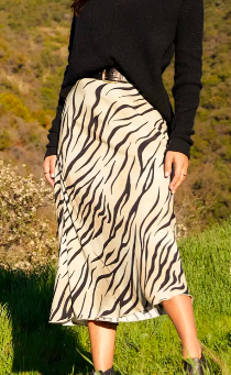 Zebra Print Bias Cut Skirt KAREN KANE