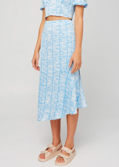 THE FIFTH  INFINITY SKIRT IVORY ABSTRACT STRIPE