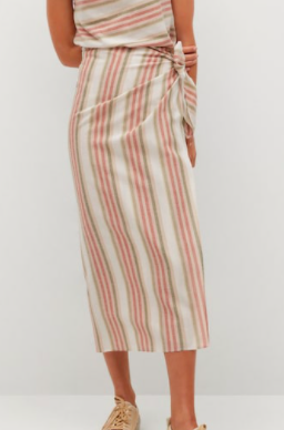 Mango Striped wrap skirt