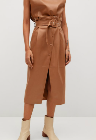 Mango Buttons faux leather skirt