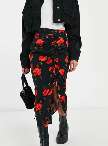 Miss Selfridge midi skirt in bloom floral