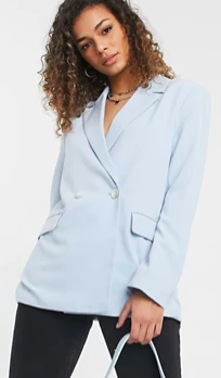 Bershka oversized blazer in baby blue