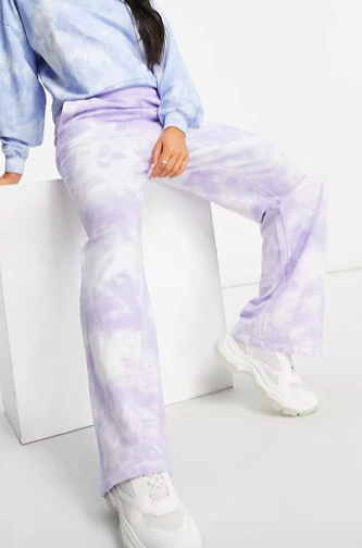ASOS DESIGN straight leg sweatpants in lilac tie dye