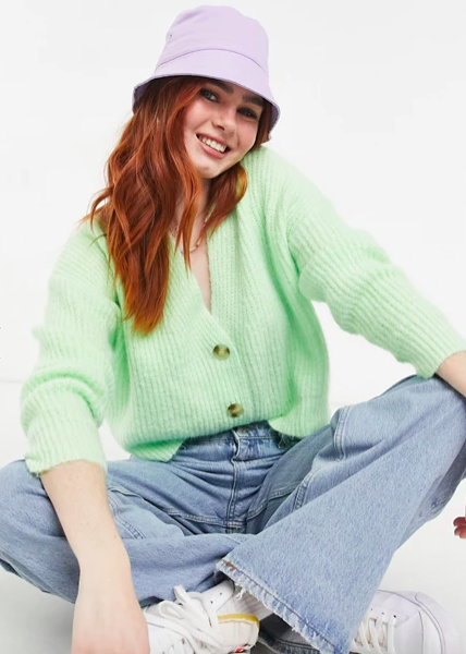 Bershka slouchy cardigan in apple green