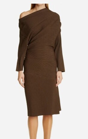 Rib One-Shoulder Long Sleeve Dress PROENZA SCHOULER