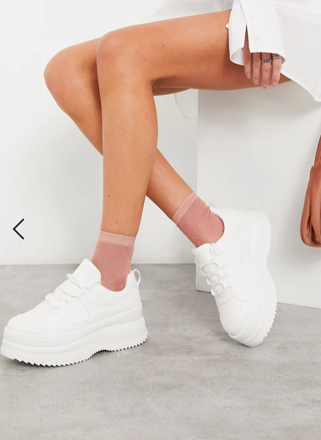 Topshop chunky flatform sneakers in white
