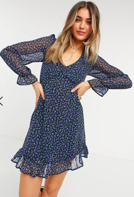 knee length dresses for ladies Garden Tea Party Floral Midi Dress L / Sage main image 1