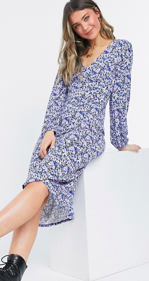 Miss Selfridge midi tea dress in purple floral