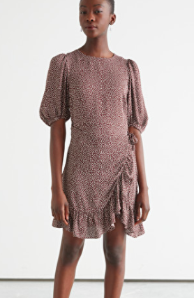 Stories Ruffled Puff Sleeve Mini Dress