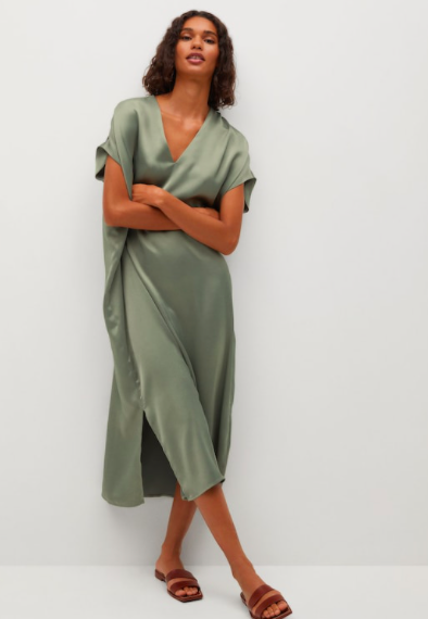 Mango V-neck satin dress