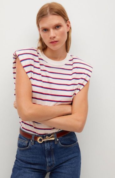 Mango Shoulder pad stripped t-shirt