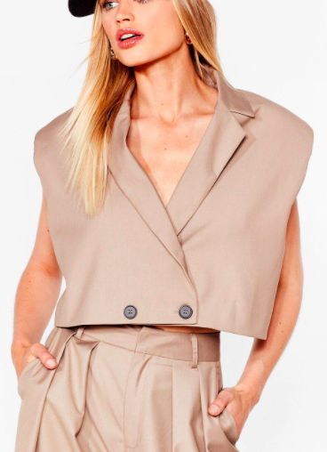 When It Suits You Shoulder Pad Cropped Blazer