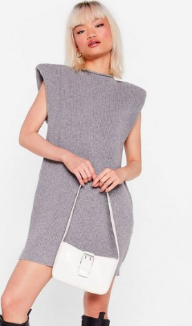 Nasty Gal Petite Shoulder Pad Sweater Dress