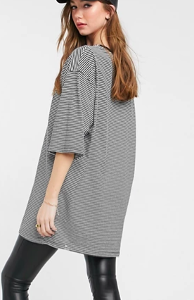 River Island oversized stripe t-shirt in black