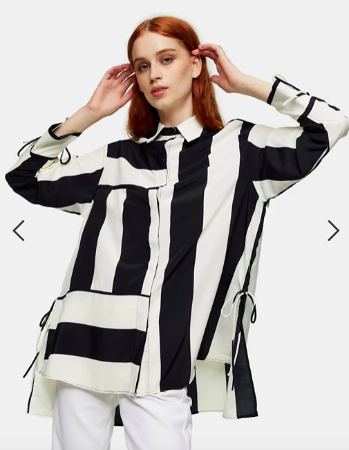 Topshop oversized stripe shirt in black
