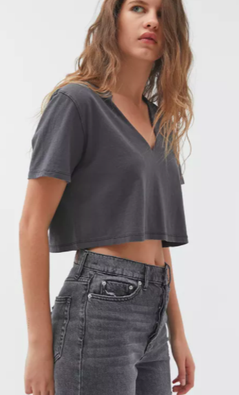 BDG Arcadian Notch Neck Cropped Tee