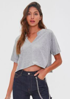 Forever 21 Raw-Cut V-Neck Tee