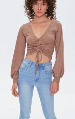 Forever 21 Ruched Drawstring Crop Top
