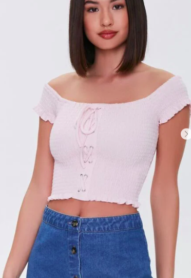 Forever 21 Smocked Off-the-Shoulder Crop Top
