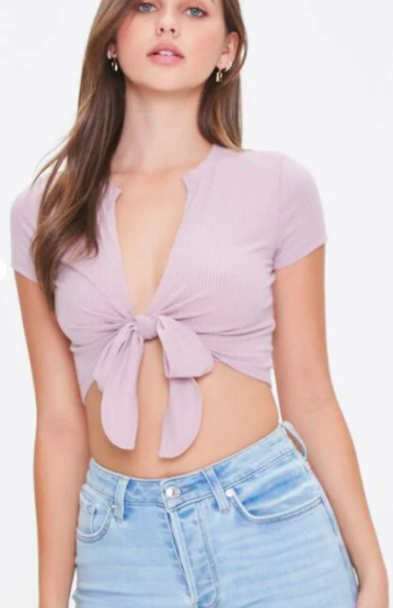 Forever 21 Ribbed Tie-Front Crop Top