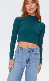 Forever 21 Waffle Knit Mock Neck Top
