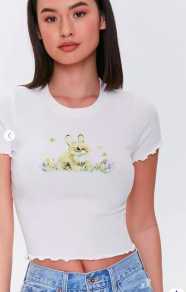 Forever 21 Bunny Graphic Crop Top