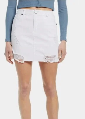 Distressed Denim Miniskirt 1822 DENIM