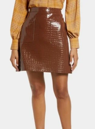 x Atlantic-Pacific Croc Embossed Faux Leather Miniskirt HALOGEN®
