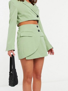 Bershka matching tailored mini skirt in khaki