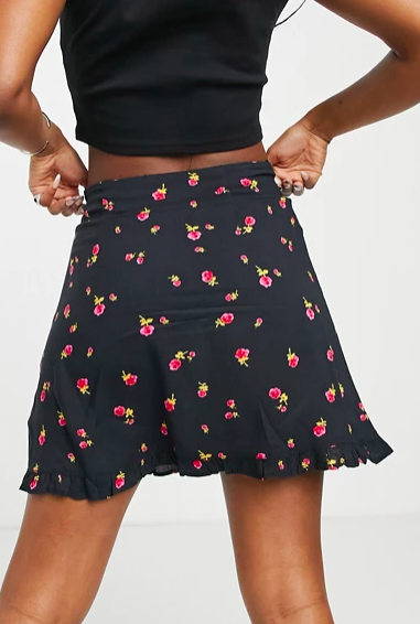 Miss Selfridge mini skirt in black floral