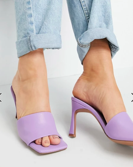 ASOS DESIGN Hattie mid-heeled mule sandals in lilac