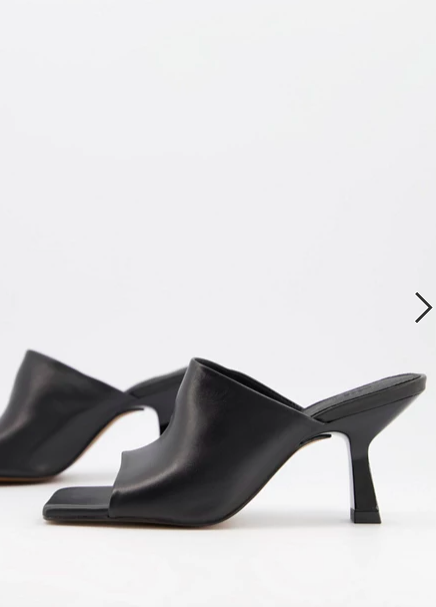 ASOS DESIGN Nigella leather heeled mules in black